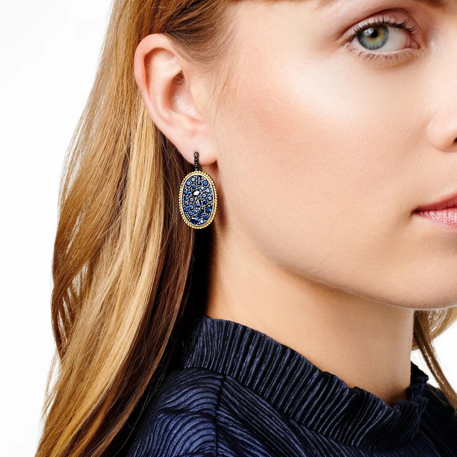  FREIDA ROTHMAN Midnight Blue Oval Statement Earring Midnight EARRING