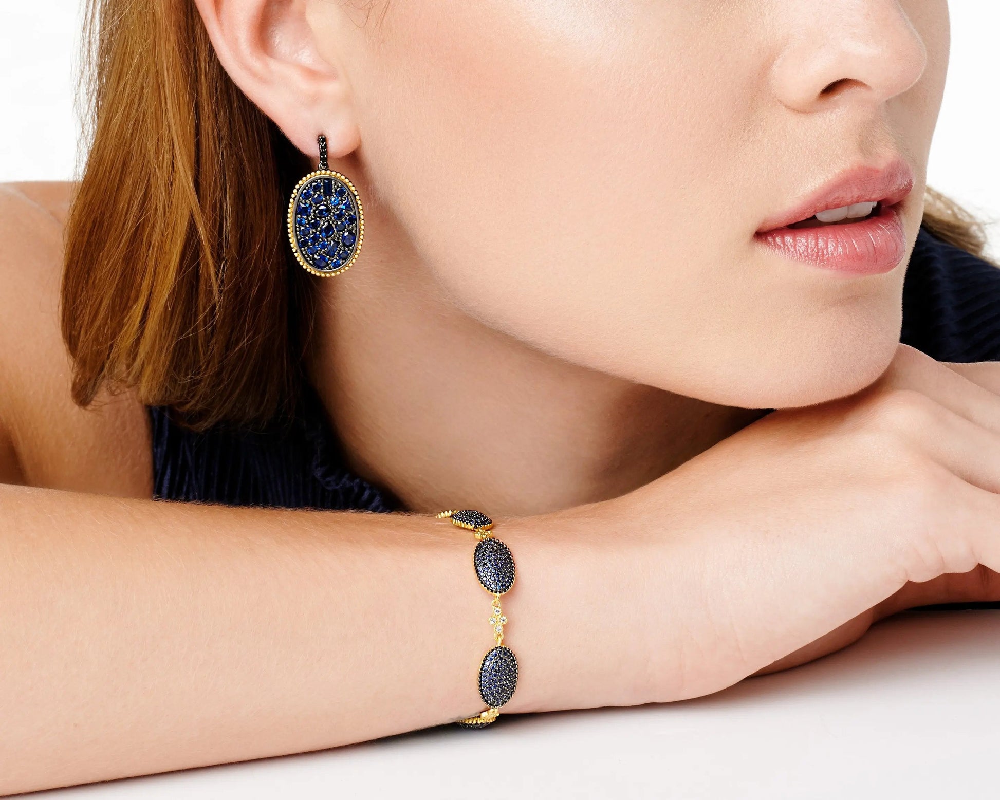  FREIDA ROTHMAN Midnight Blue Oval Statement Earring Midnight EARRING
