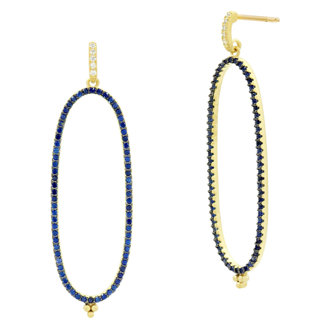 MatteGoldBlack FREIDA ROTHMAN Midnight Blue Pavé Linear Hoop Earring Midnight EARRING