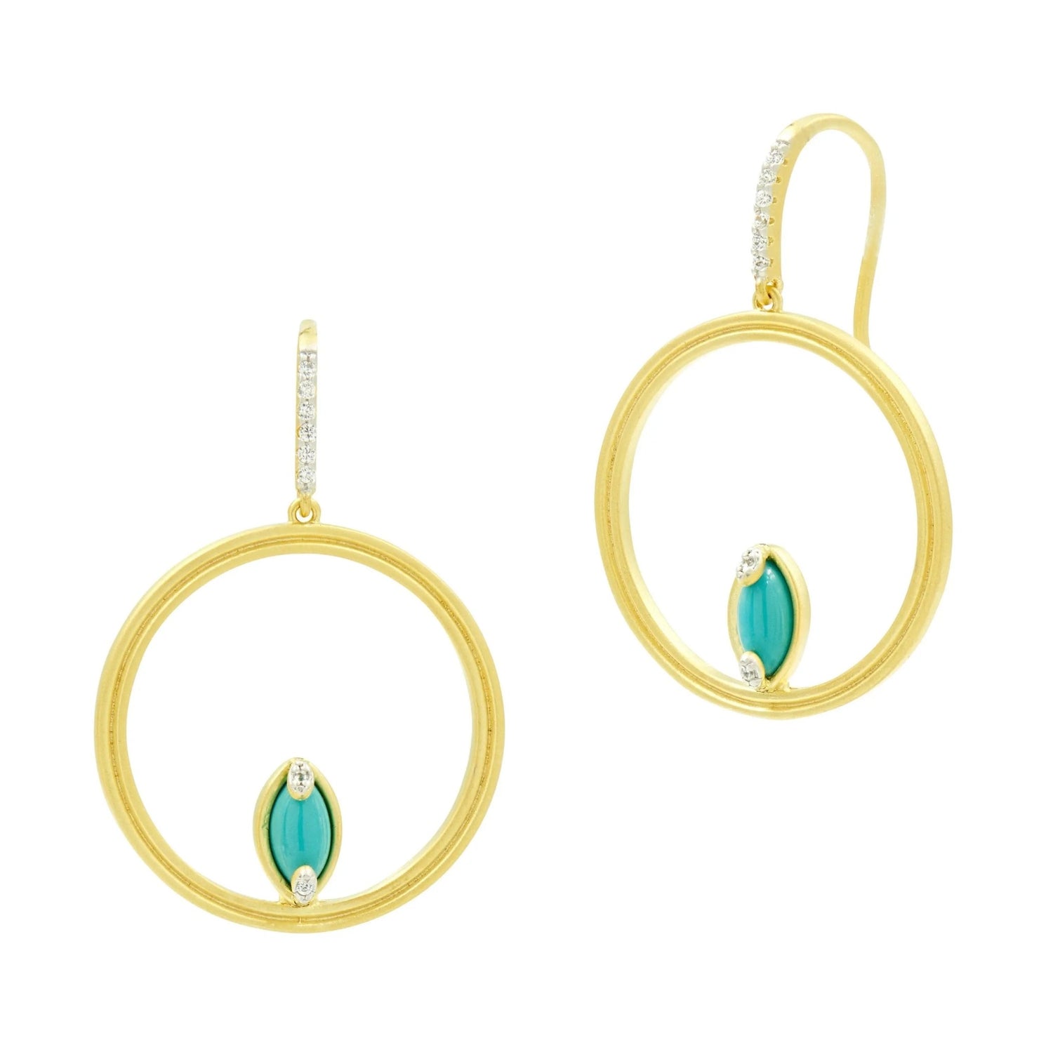 Fleur Bloom Empire Turquoise Open Hoop Earrings - FREIDA ROTHMAN