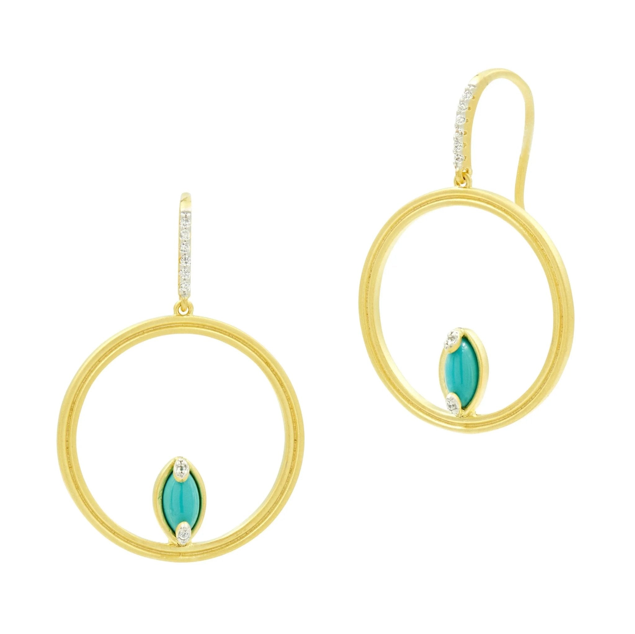 Fleur Bloom Empire Turquoise Open Hoop Earrings - FREIDA ROTHMAN