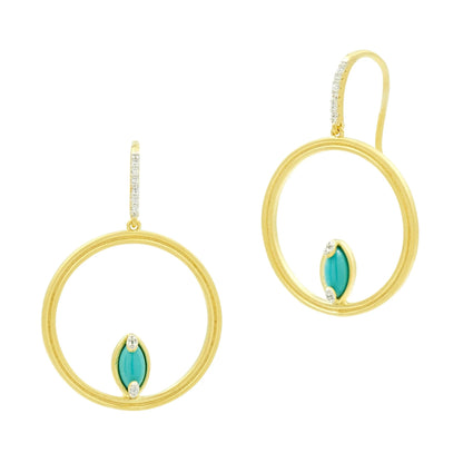 Fleur Bloom Empire Turquoise Open Hoop Earrings - FREIDA ROTHMAN