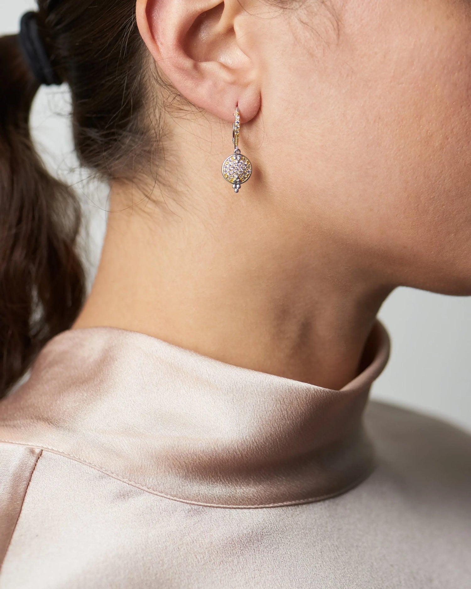  Fleur Bloom Pav Disc Lever Back Earrings Fleur Bloom EARRING