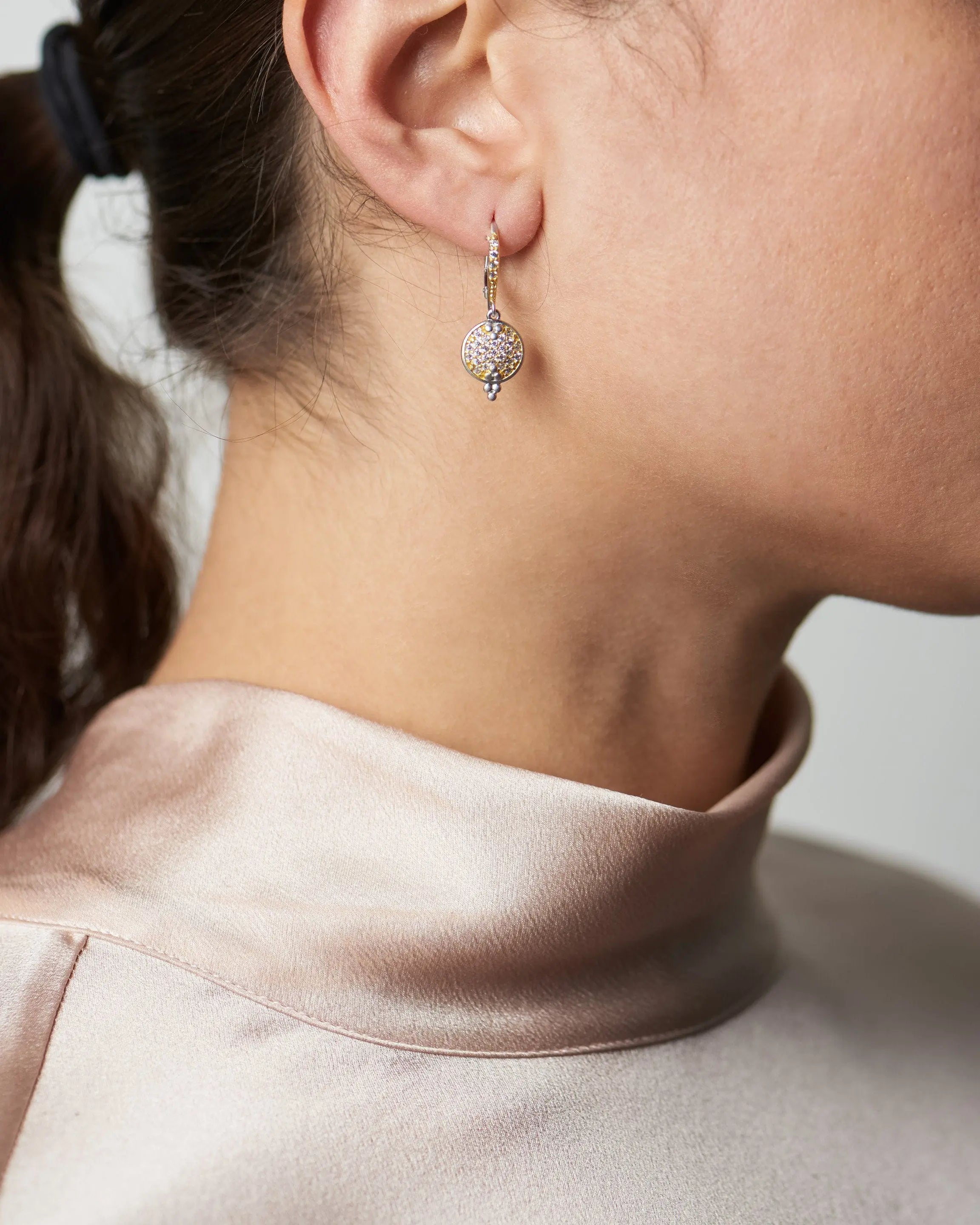  Fleur Bloom Pav Disc Lever Back Earrings Fleur Bloom EARRING