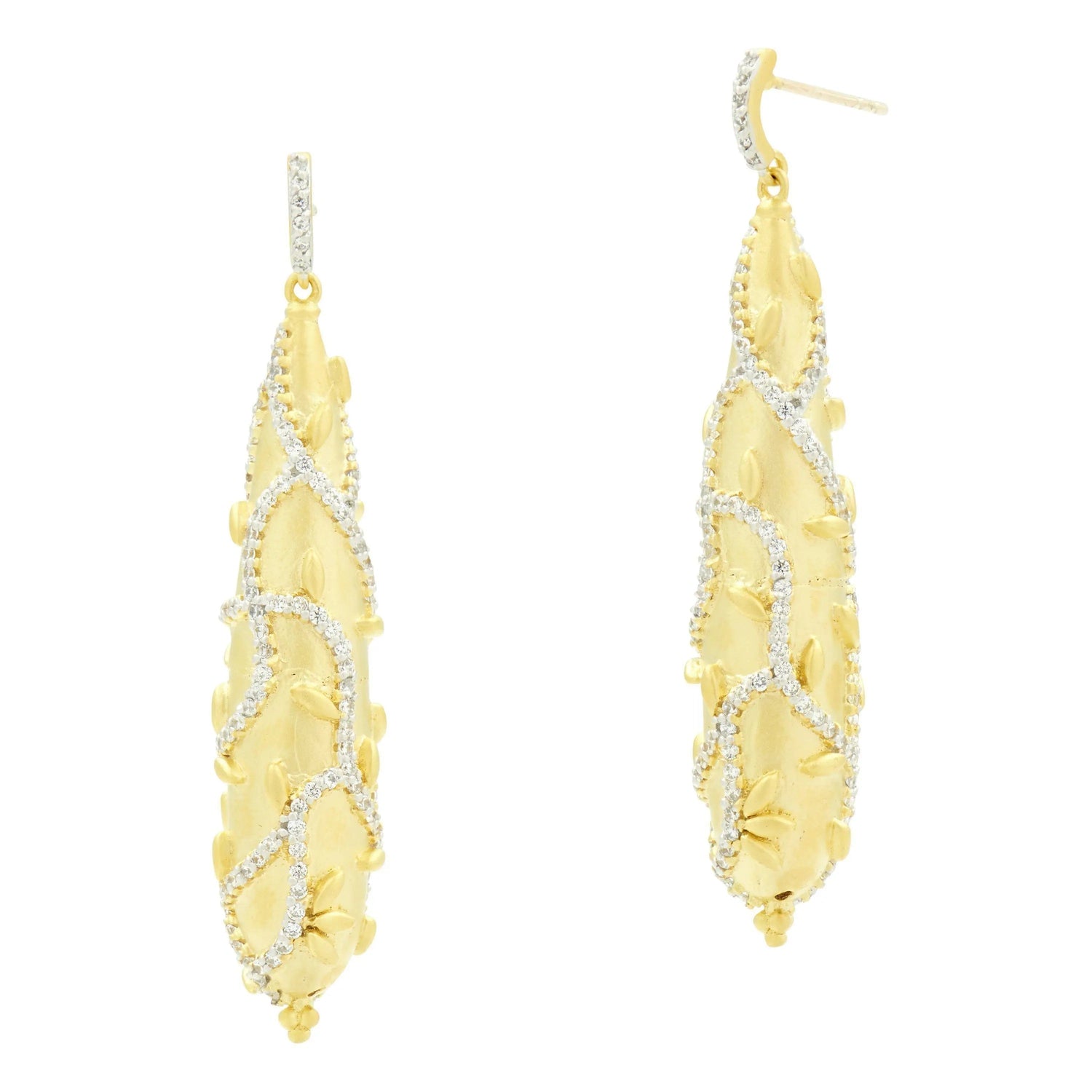 Fleur Bloom Textured Drop Earrings - FREIDA ROTHMAN