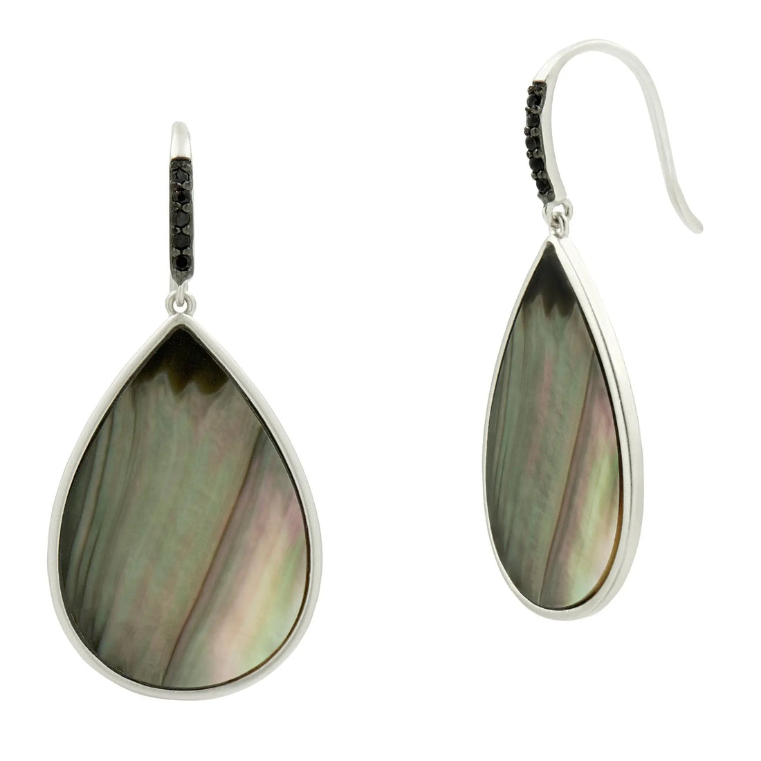  Grey Mother of Pearl Hook Earring Industrial Finish EARRING