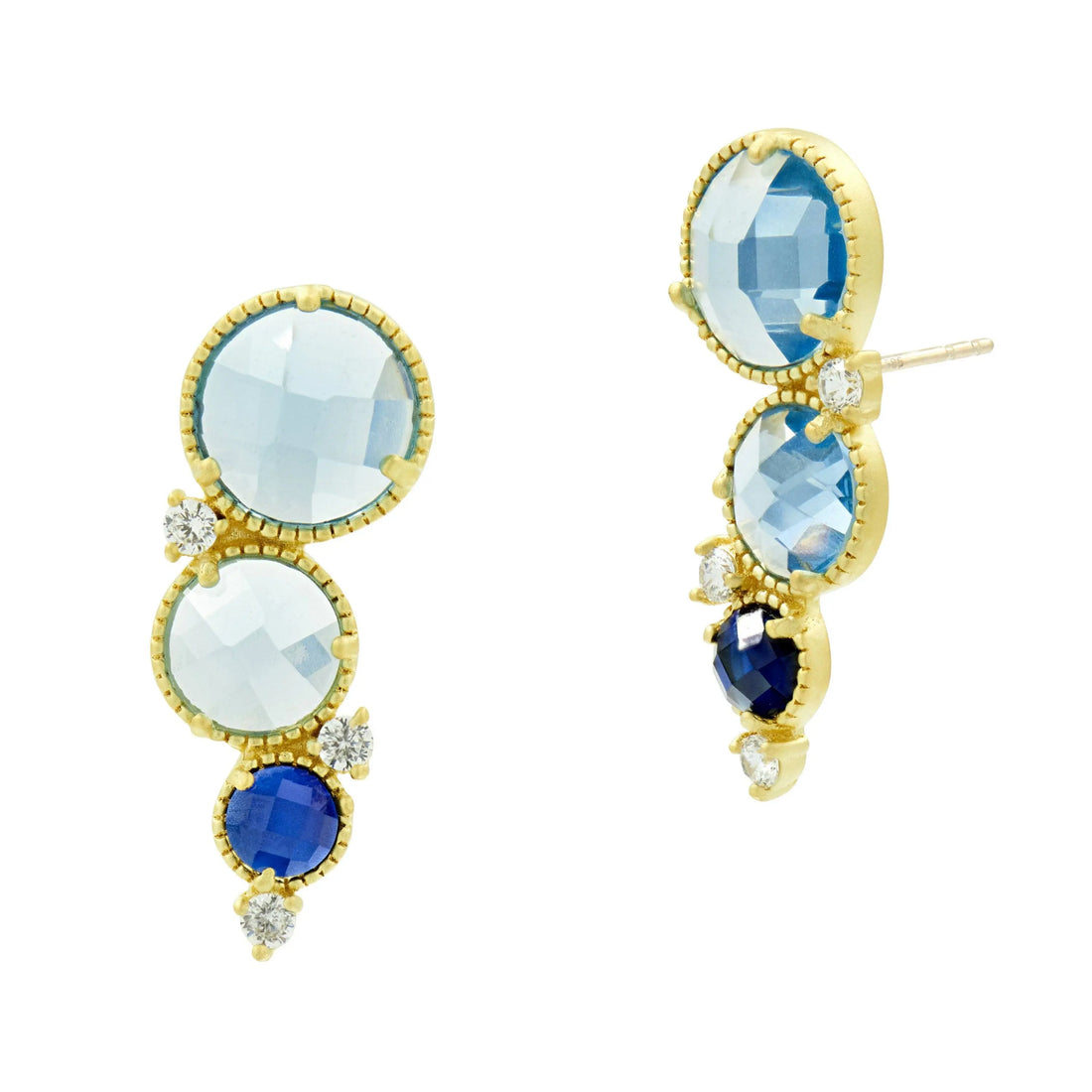 14KGoldonSterlingSilver Imperial Blue Climber Earrings Imperial Blue EARRING