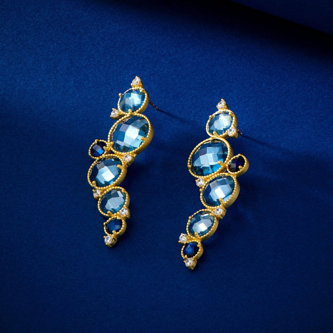 Imperial Blue Cluster Earrings - FREIDA ROTHMAN