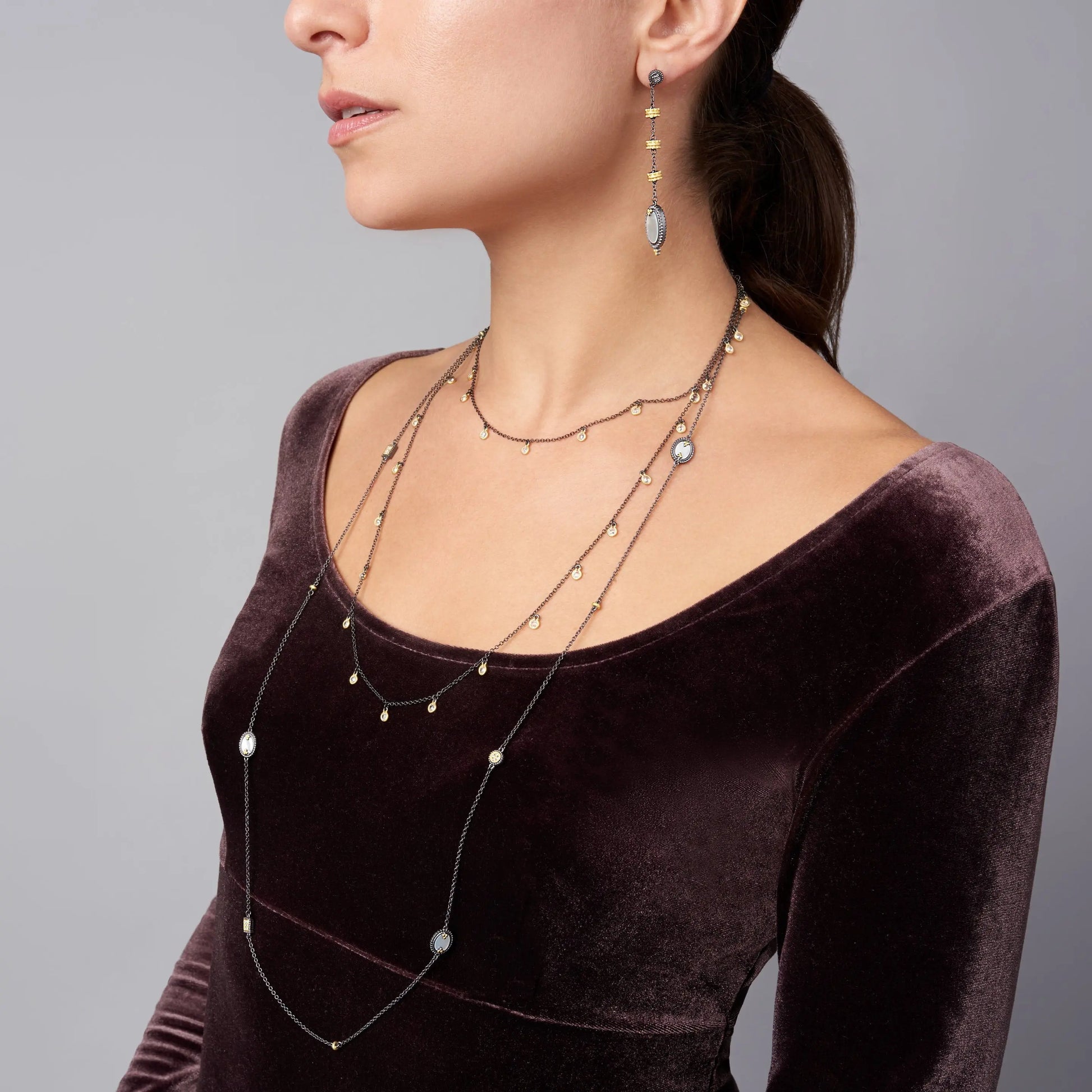  Imperial Mother of Pearl Linear Drop Earrings FR Vault EARRING