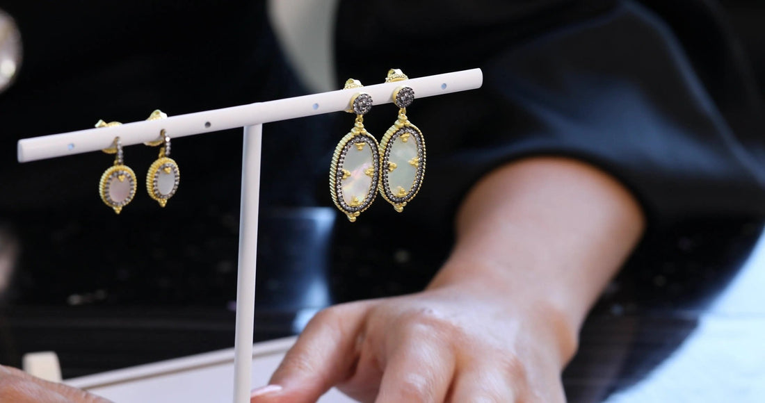 Imperial Oval Mother of Pearl Drop Earrings - FREIDA ROTHMAN