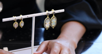 Imperial Oval Mother of Pearl Drop Earrings - FREIDA ROTHMAN