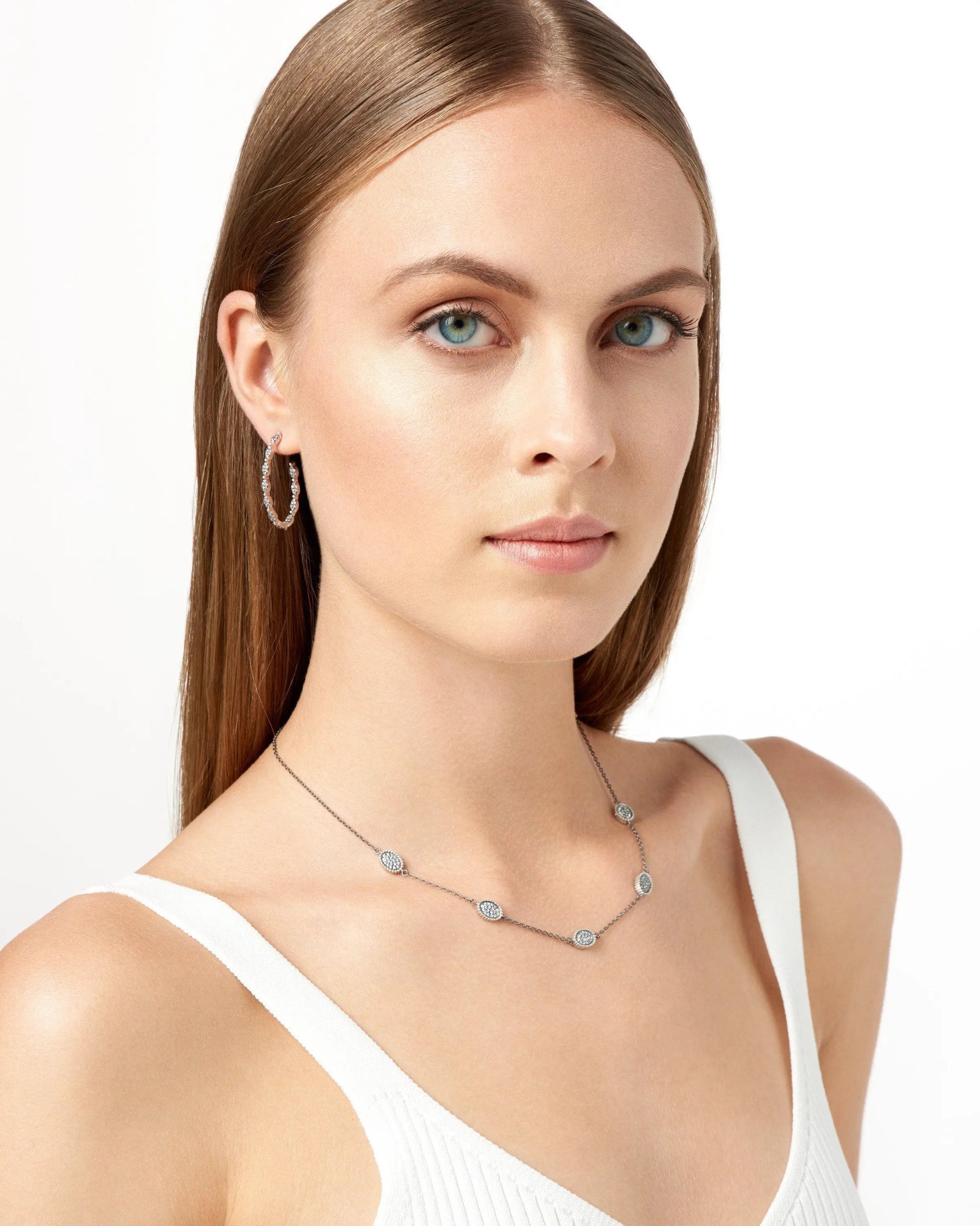 Industrial Finish Allover Pavé Hoops - FREIDA ROTHMAN