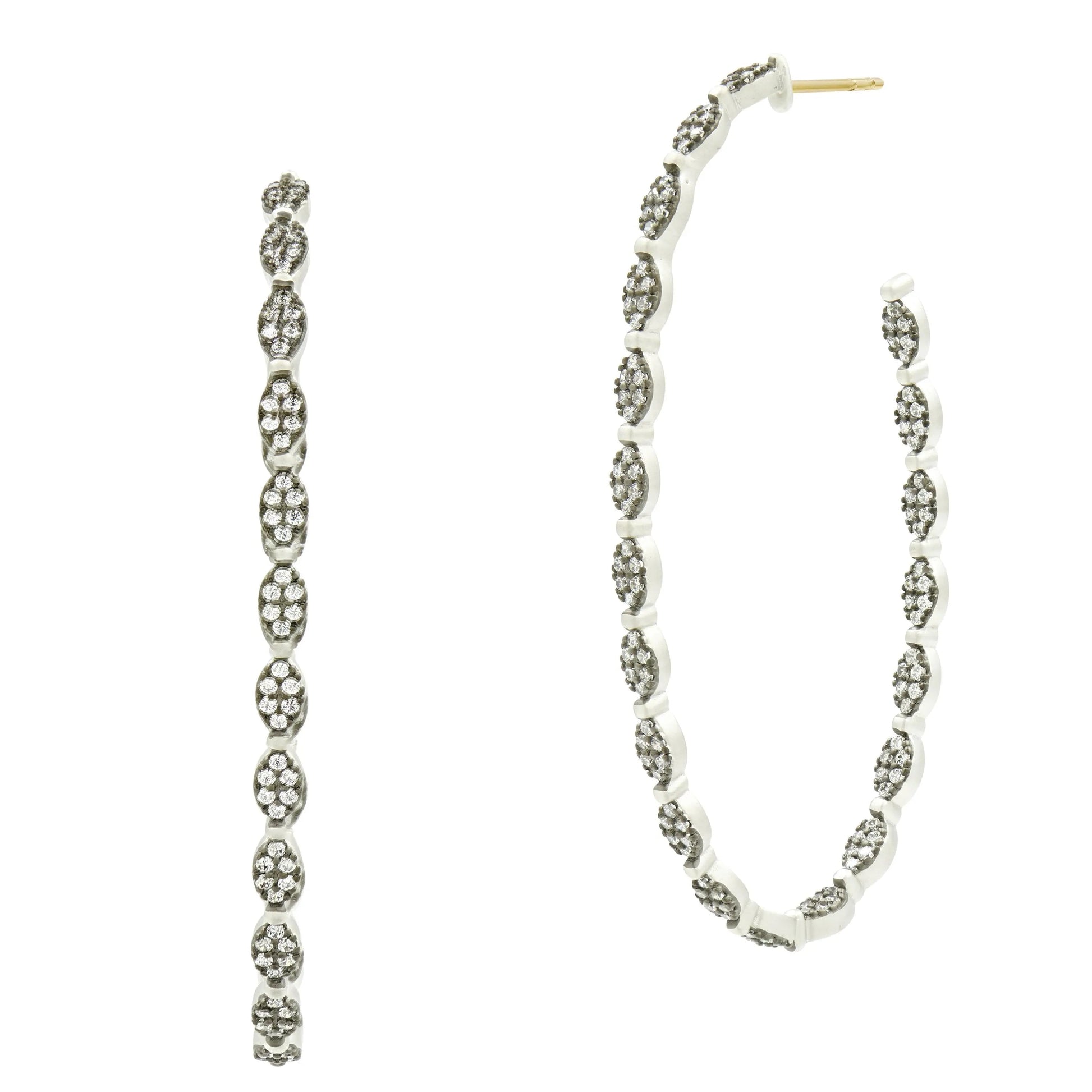 Large Industrial Finish Allover Pavé Hoops Industrial Finish EARRING