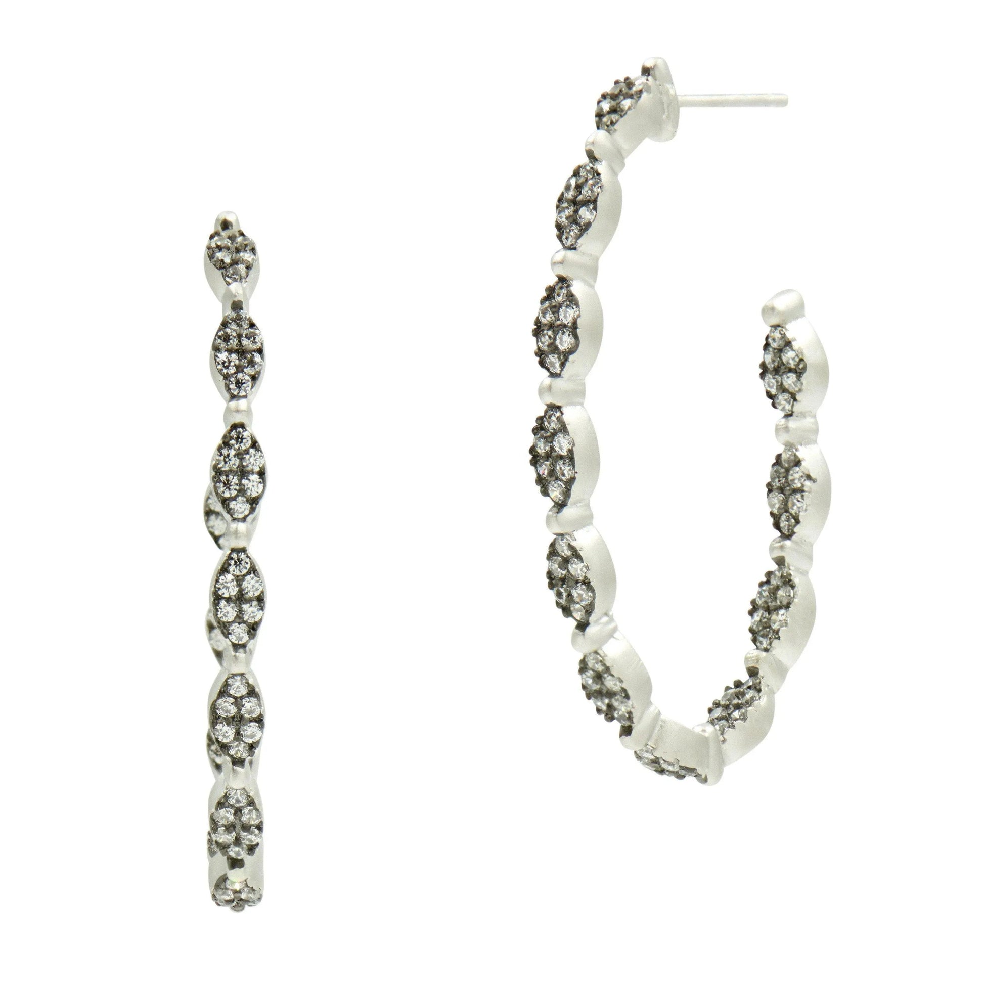 Industrial Finish Allover Pavé Hoops - FREIDA ROTHMAN