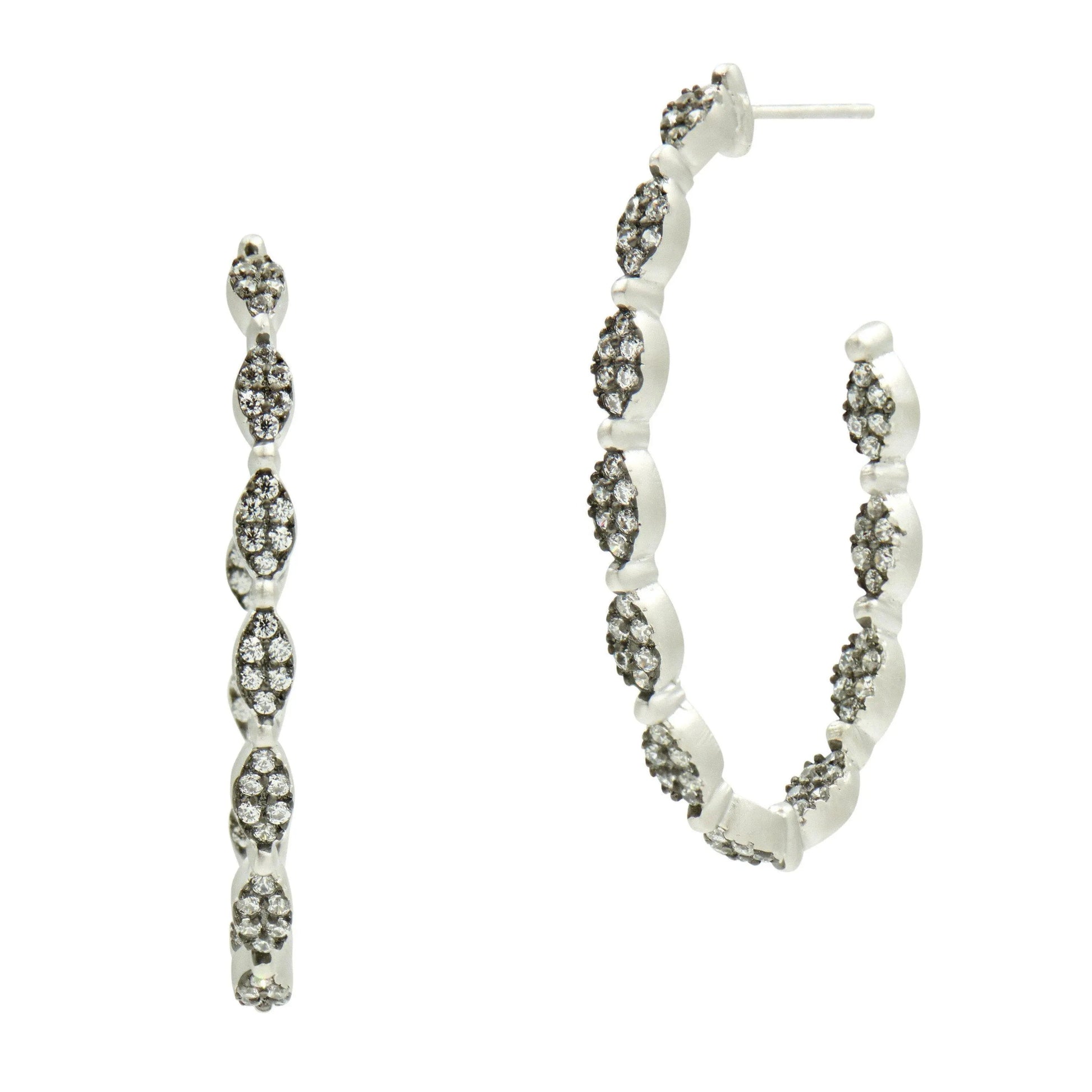 Industrial Finish Allover Pavé Hoops - FREIDA ROTHMAN