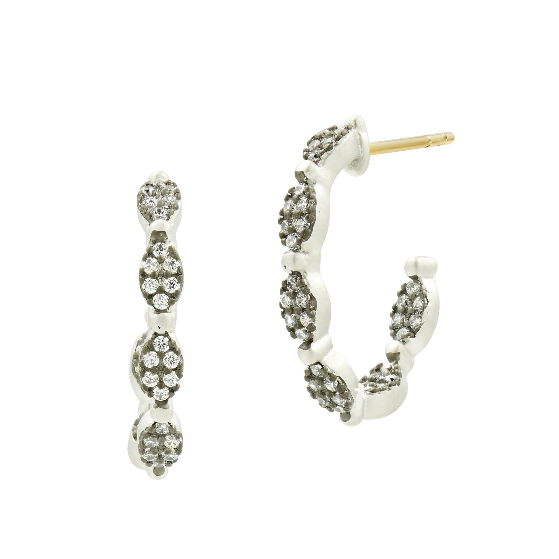 Small Industrial Finish Allover Pavé Hoops Industrial Finish EARRING