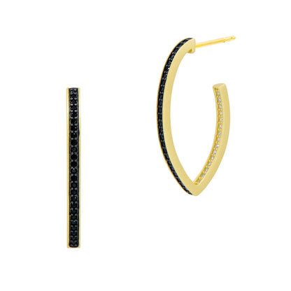  Industrial Finish Pointed Oval Pavé Hoop Earring Industrial Finish EARRING