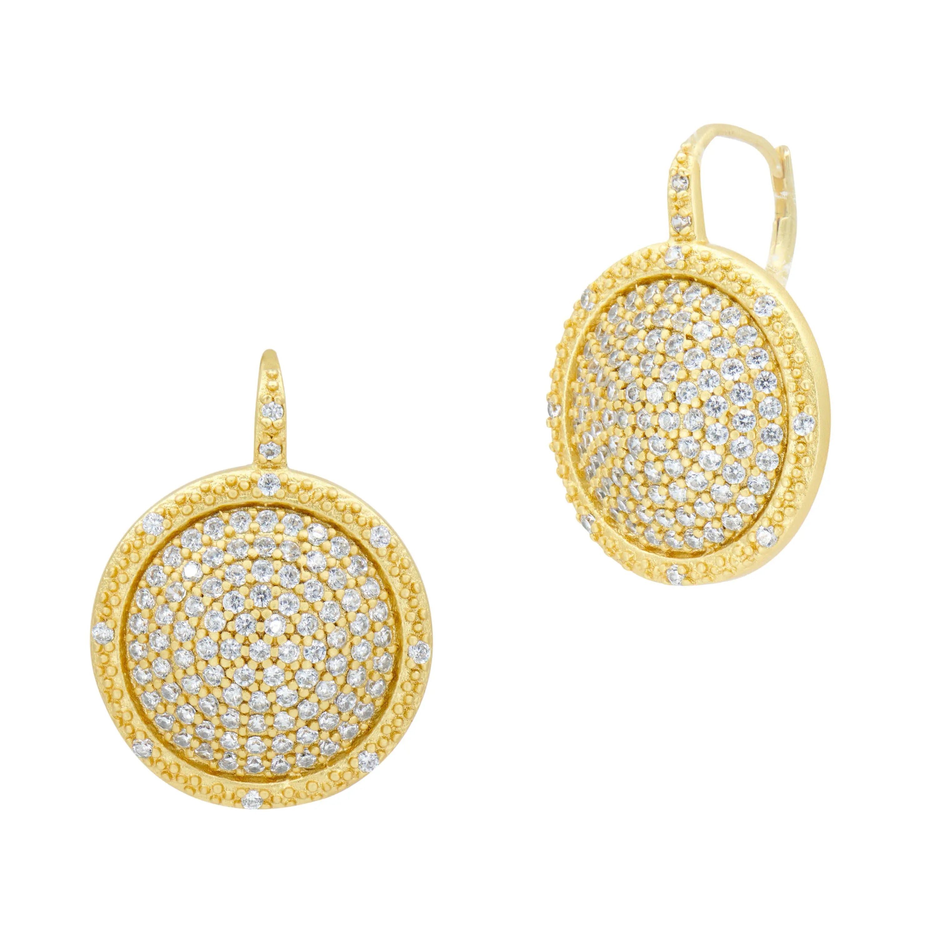 Gold Large Pavé Times Square Leverback Earrings Signature EARRING