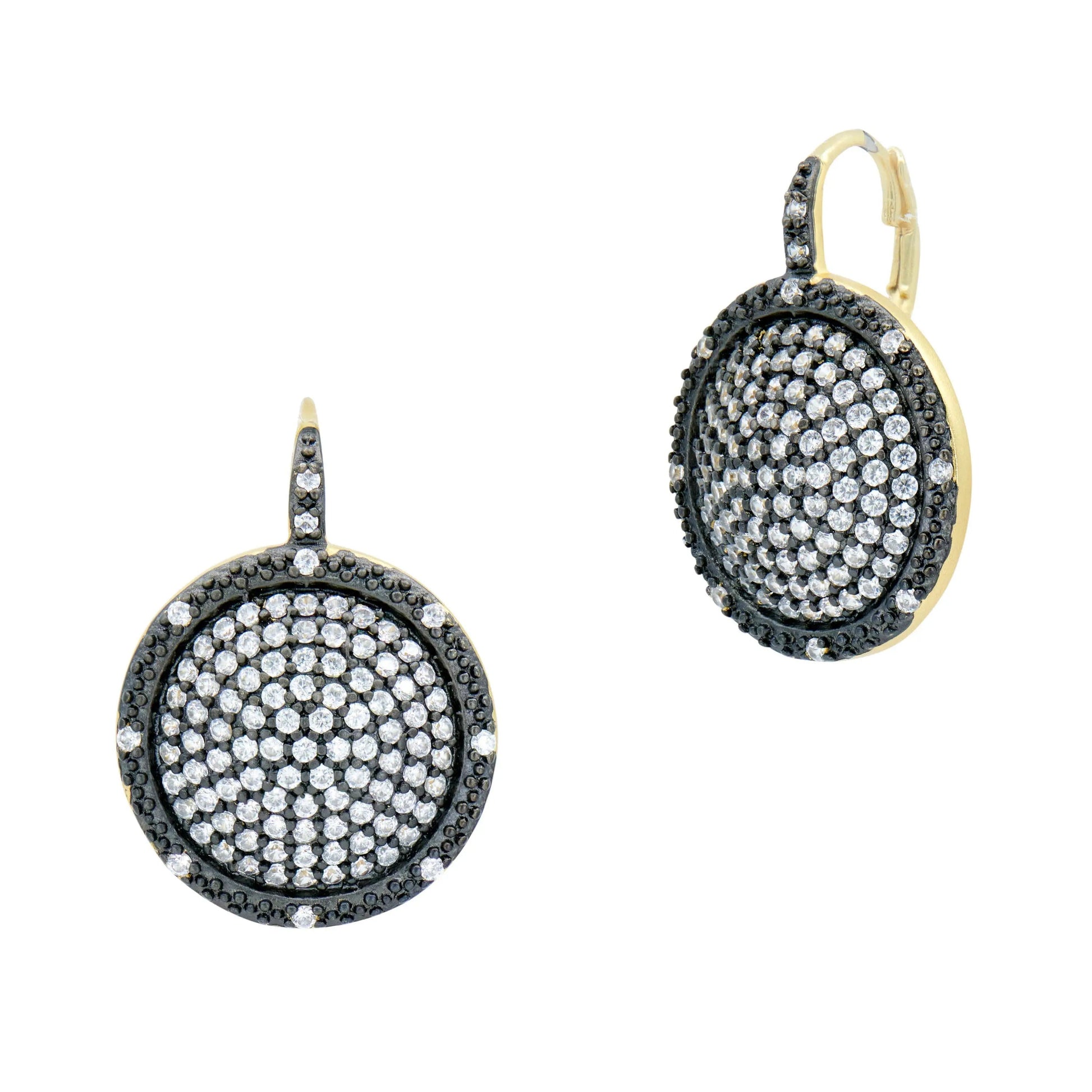 GoldBlack Large Pavé Times Square Leverback Earrings Signature EARRING