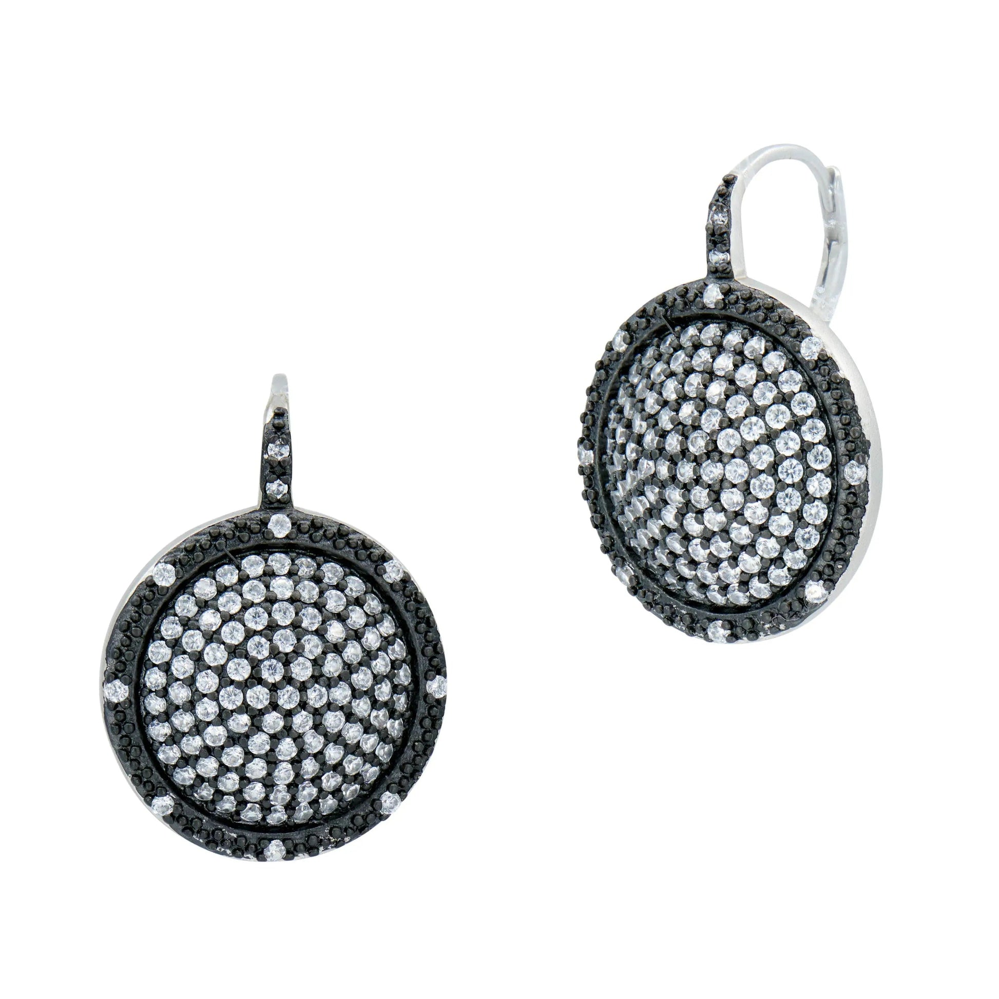 SilverBlack Large Pavé Times Square Leverback Earrings Signature EARRING