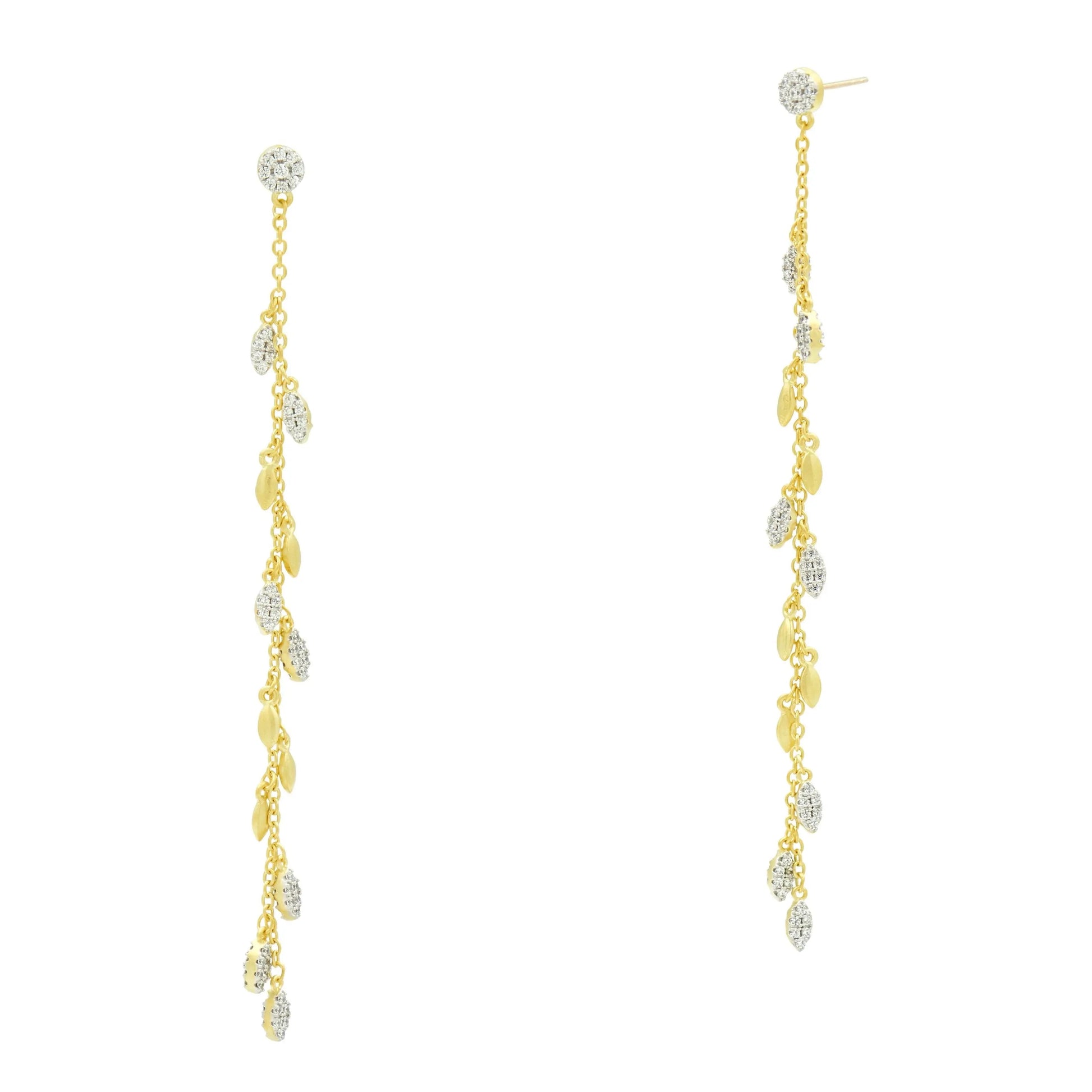 14KGoldandPlatinumonSterlingSilver Linear Charm Drop Earrings Midnight EARRING