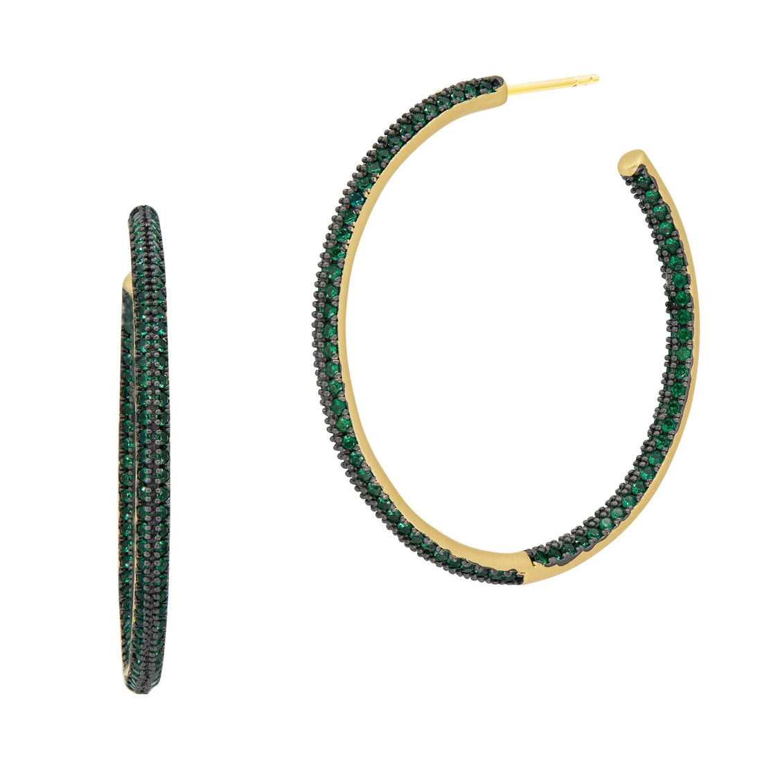 MatteGoldEmerald Midnight Emerald Pavé Hoop Midnight EARRING