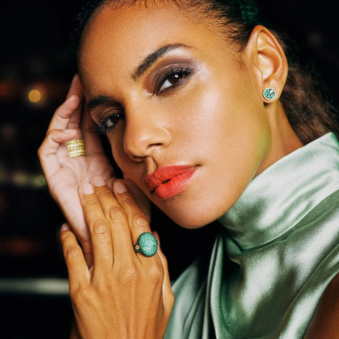  Midnight Emerald Studs Midnight EARRING