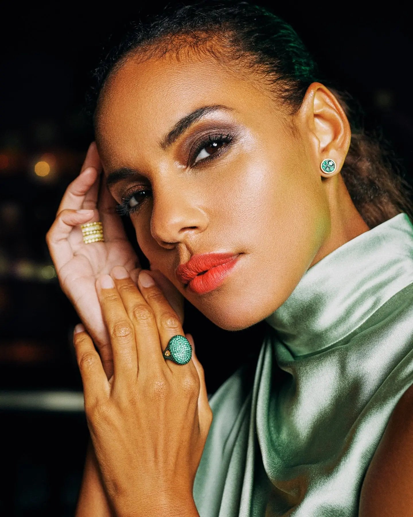 Midnight Emerald Studs Midnight EARRING
