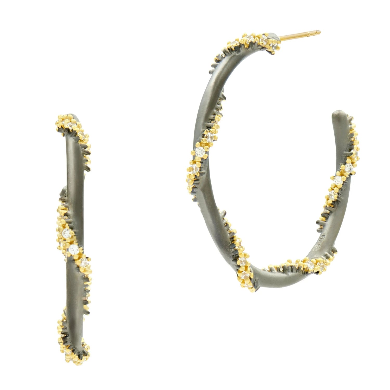 MatteGoldBlack Midnight Pavé Roped Hoop Earring Midnight EARRING