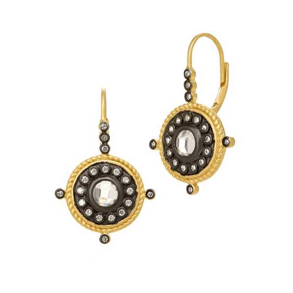 GoldBlack Nautical Button Leverback Earrings Signature EARRING