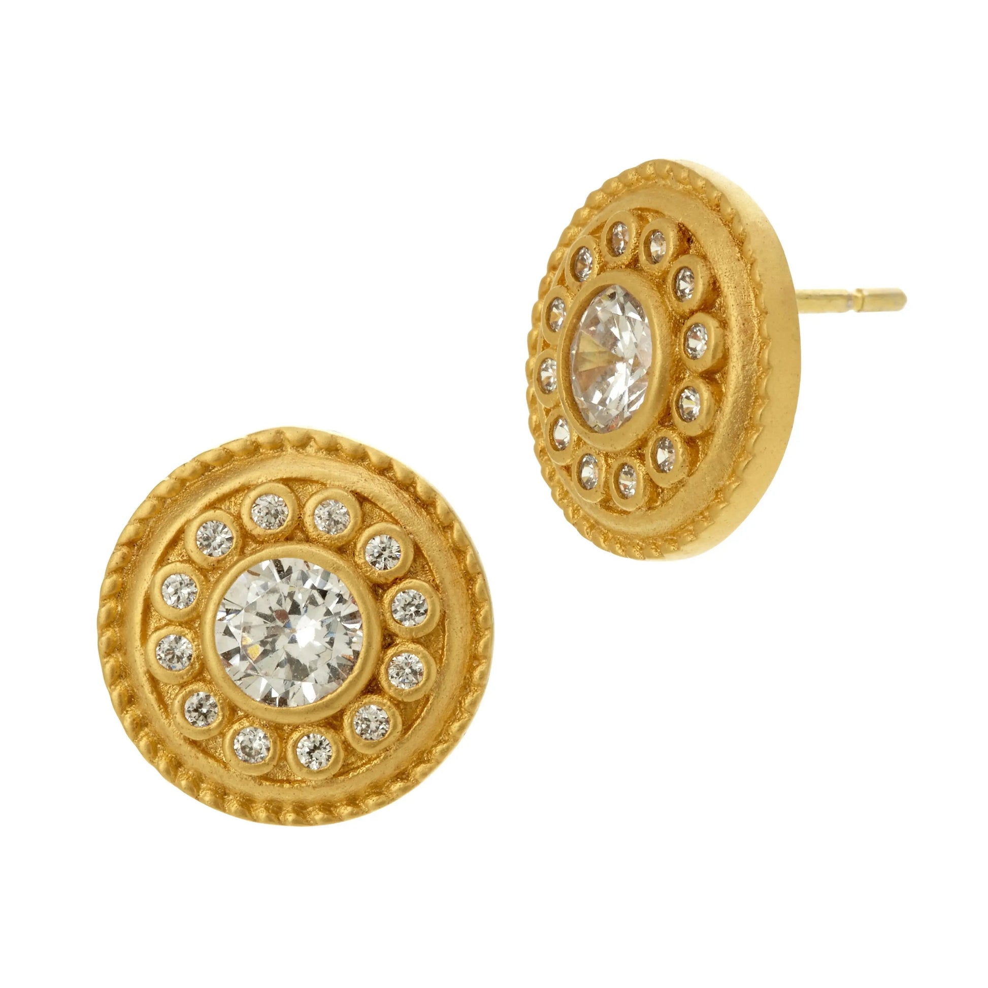 Gold Nautical Button Stud Earrings Signature EARRING