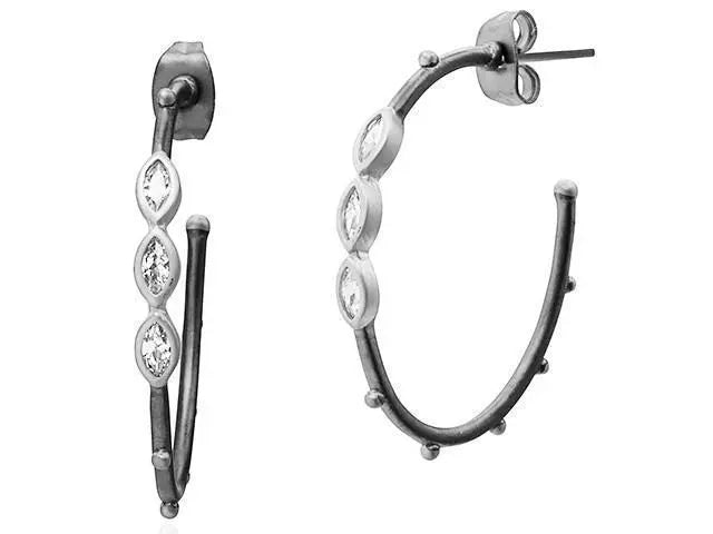 Signature Marquise Hoop Earrings - FREIDA ROTHMAN