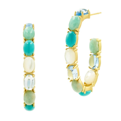  Oval Stone Hoop Earring Brooklyn Coast EARRING