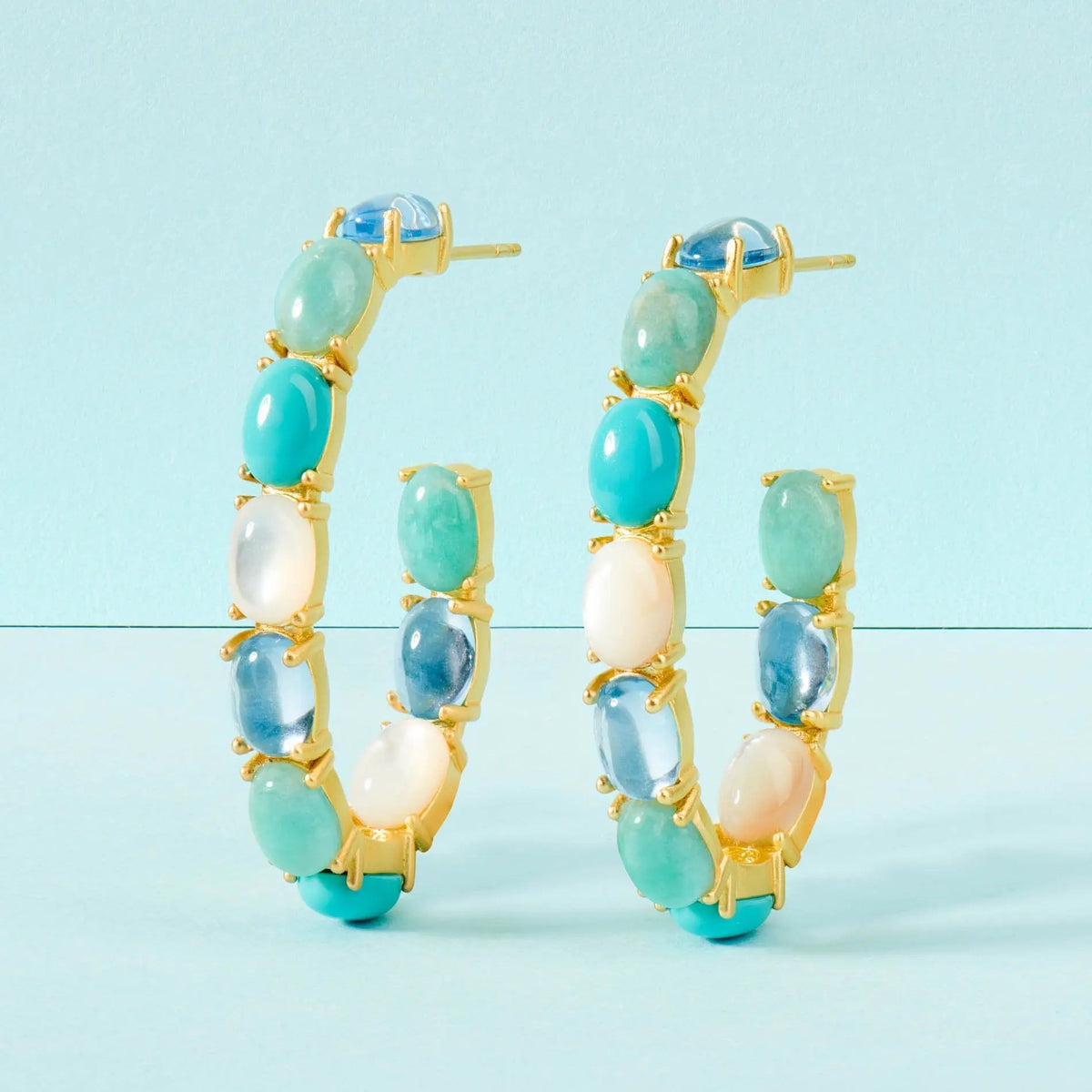  Oval Stone Hoop Earring Brooklyn Coast EARRING