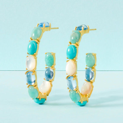  Oval Stone Hoop Earring Brooklyn Coast EARRING
