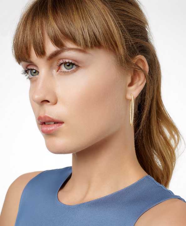  Signature Allover Pavé Pointed Hoop Earrings Signature EARRING