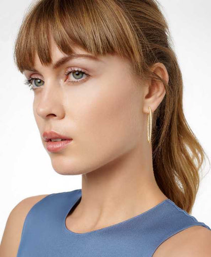  Signature Allover Pavé Pointed Hoop Earrings Signature EARRING
