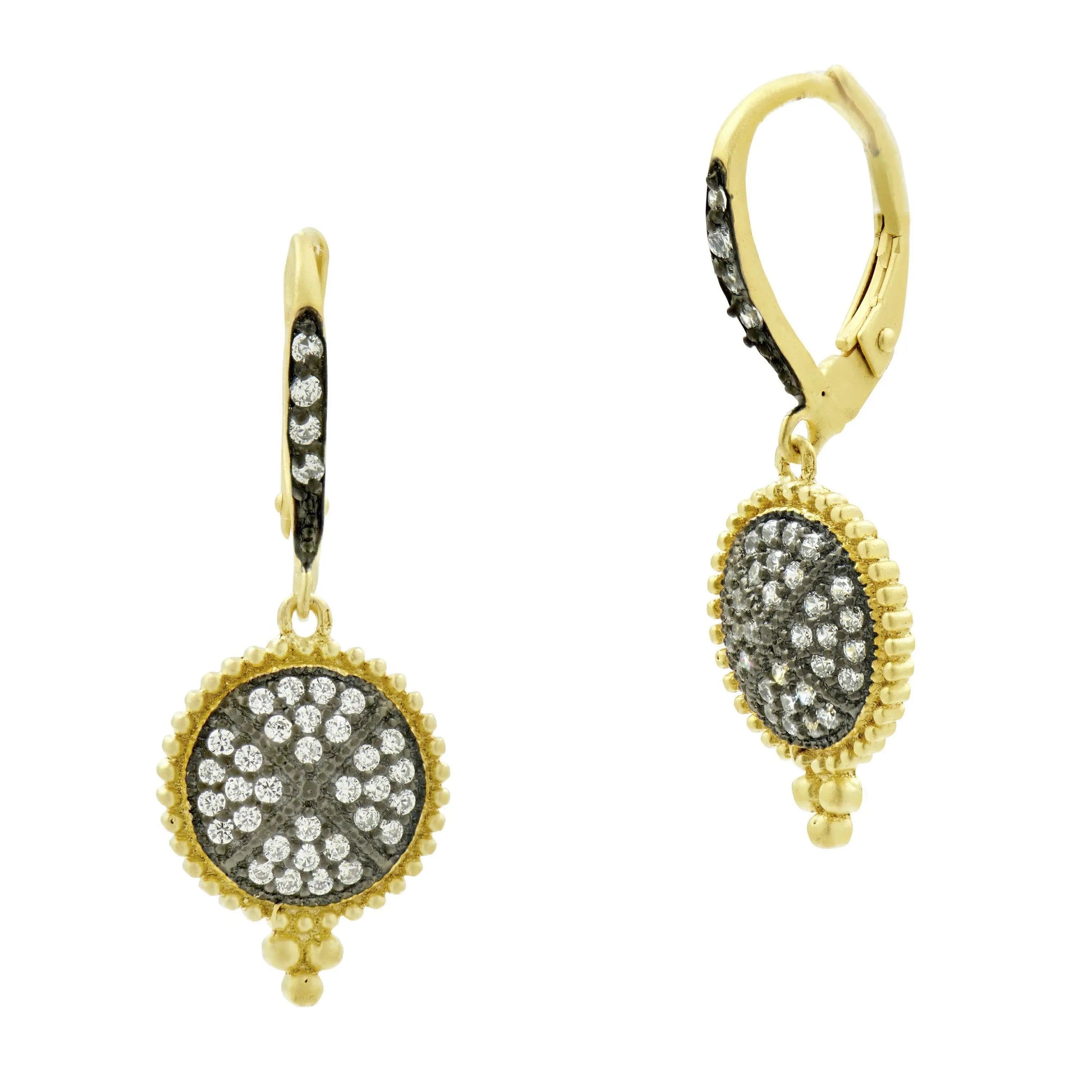 BlackGoldand14KGoldonSterlingSilver Signature Pavé Disc Lever Back Earrings Signature EARRING