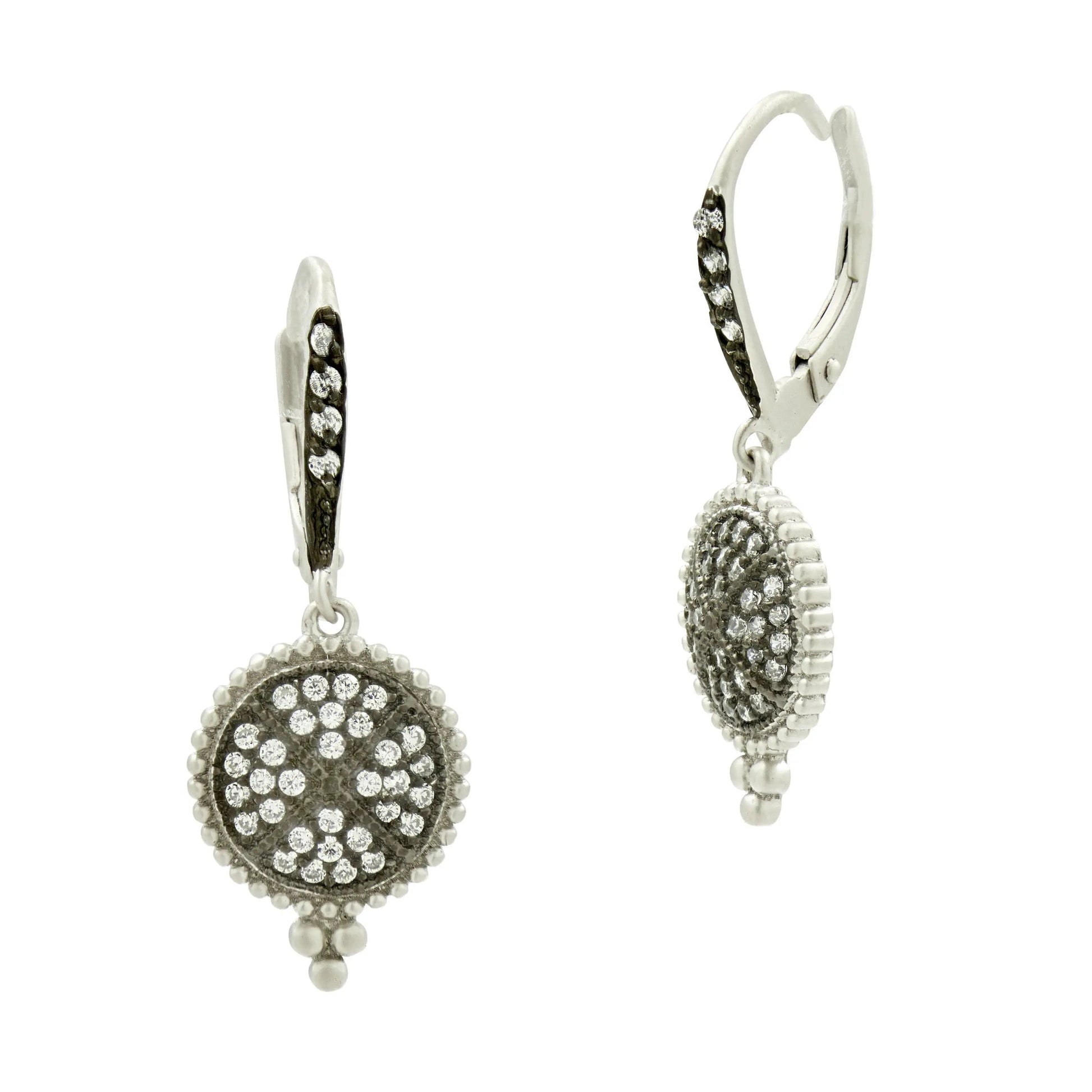 BlackGoldandPlatinumonSterlingSilver Signature Pavé Disc Lever Back Earrings Signature EARRING