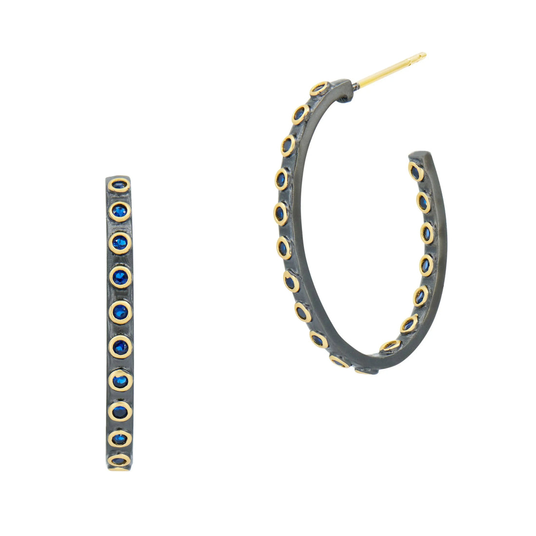  Studded Oval Hoop Earring Midnight EARRING