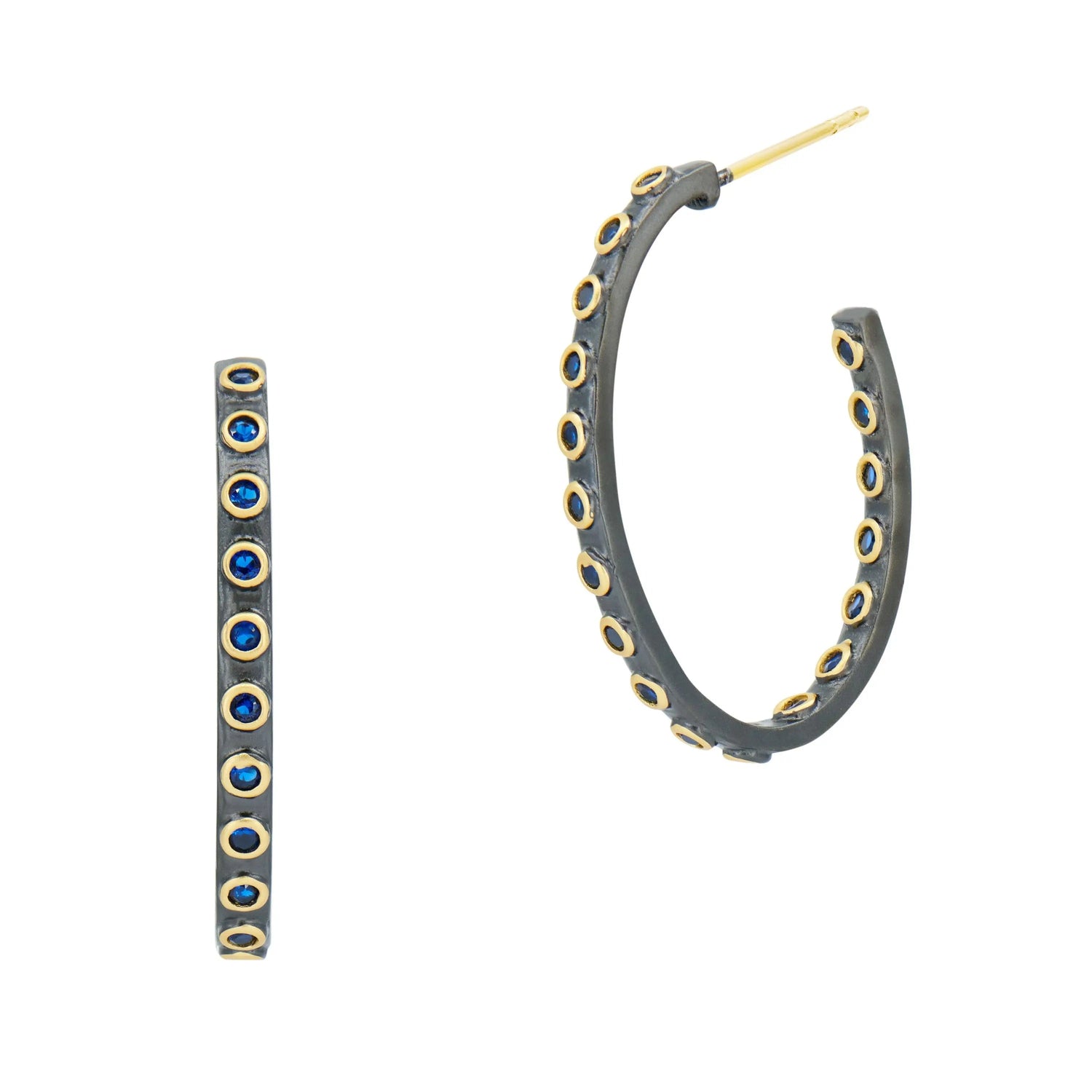  Studded Oval Hoop Earring Midnight EARRING