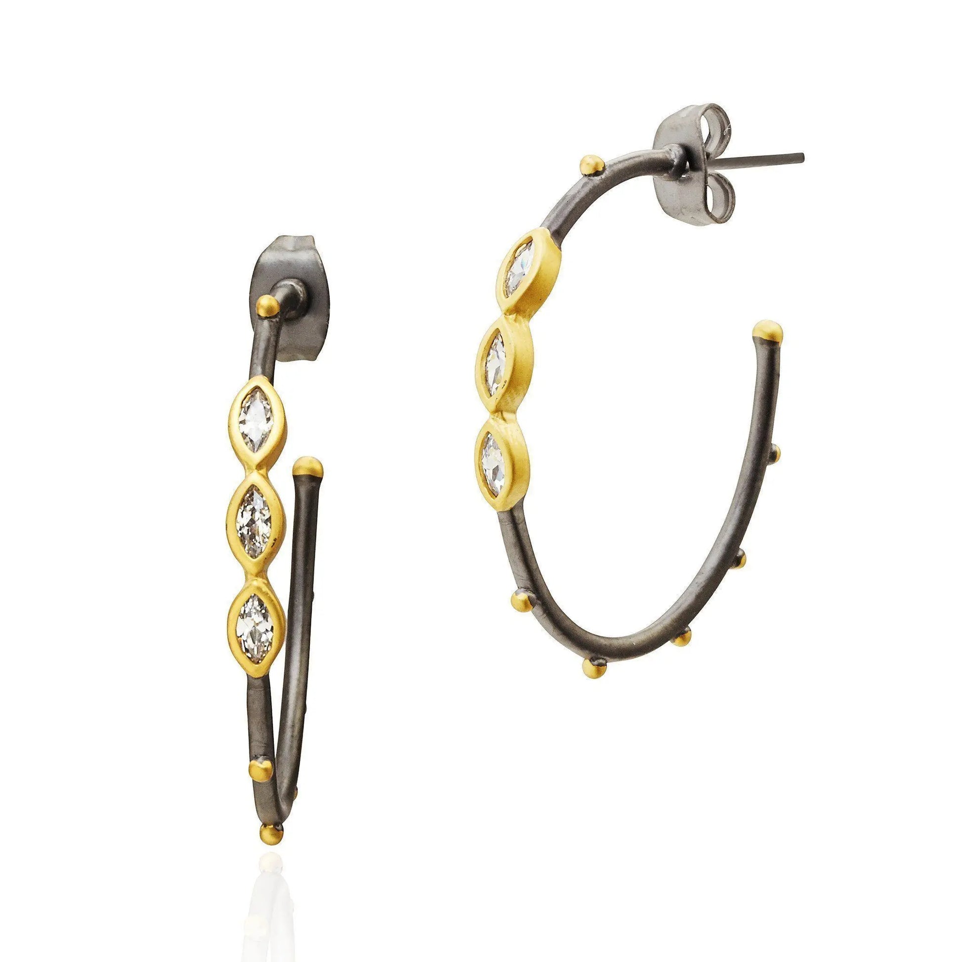Signature Marquise Hoop Earrings - FREIDA ROTHMAN