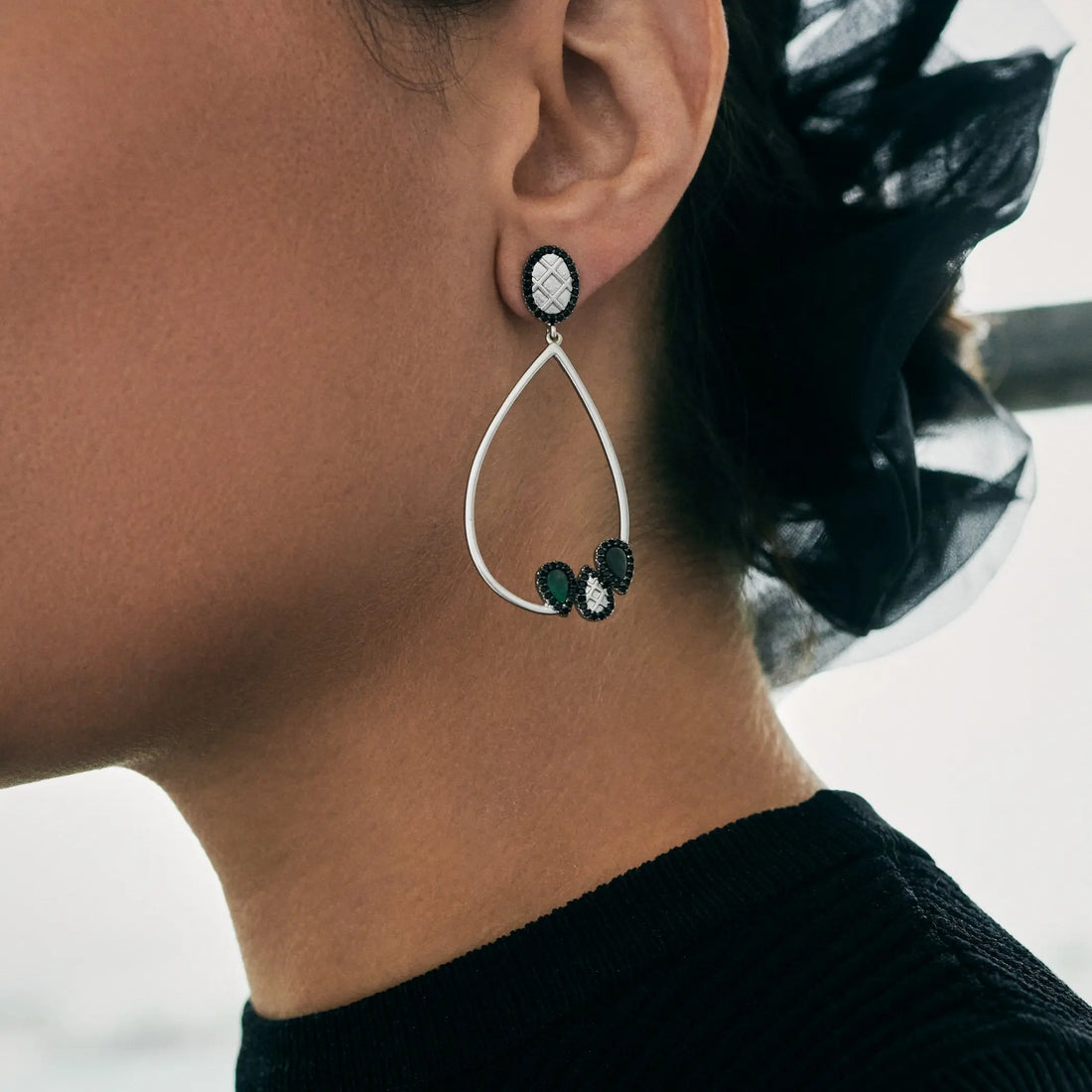  Teardrop Cluster Earring Industrial Finish EARRING