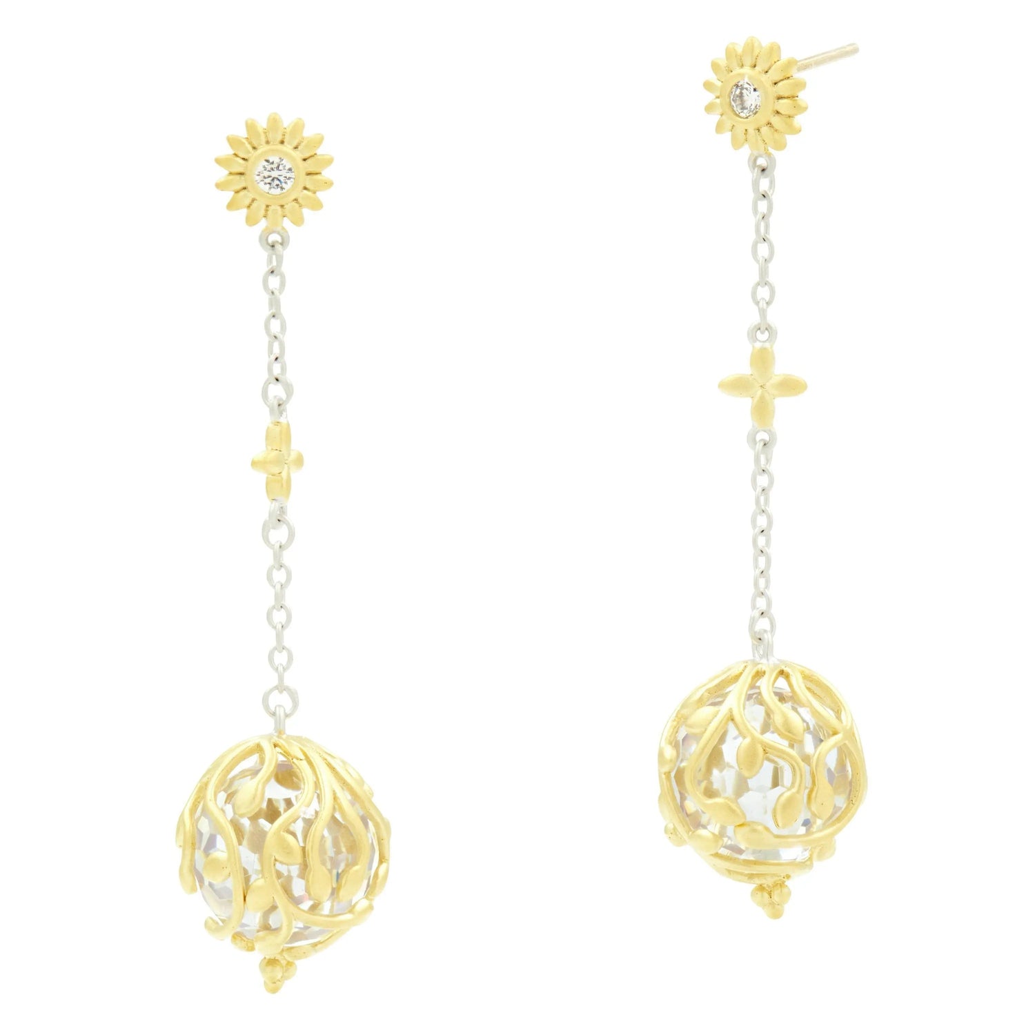 Fleur Bloom Texture Ball Drop Earrings - FREIDA ROTHMAN