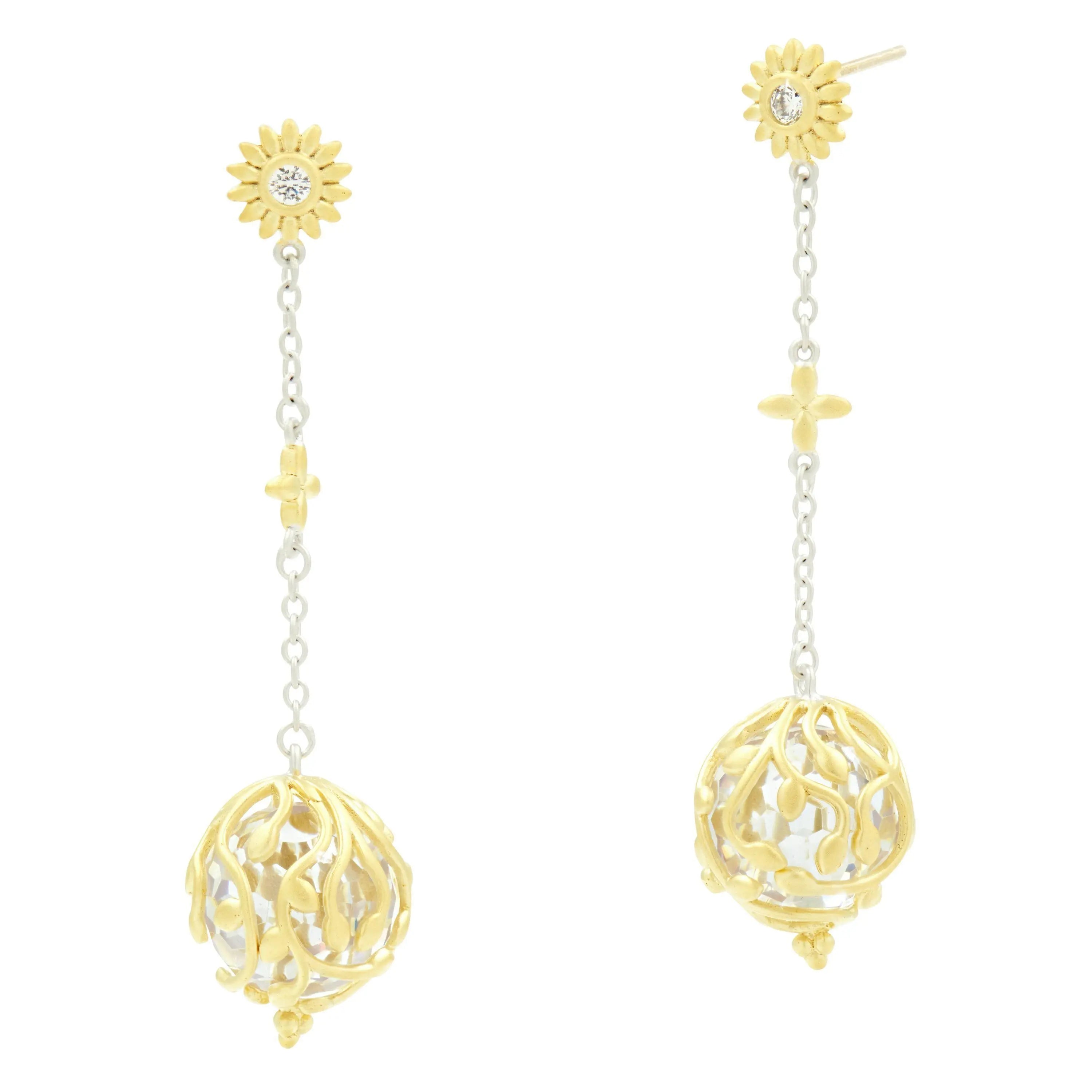 Fleur Bloom Texture Ball Drop Earrings - FREIDA ROTHMAN