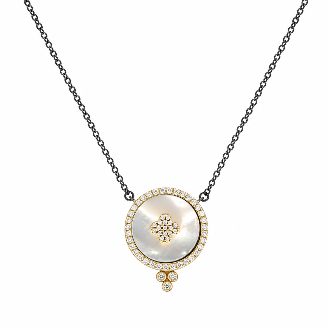Mother of Pearl Clover Medallion Necklace