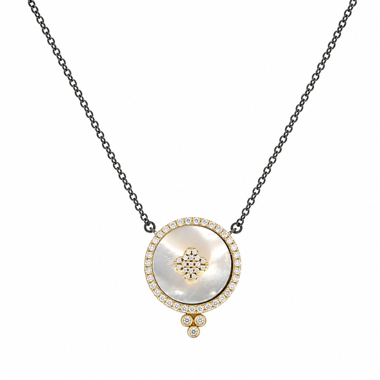 Mother of Pearl Clover Medallion Necklace