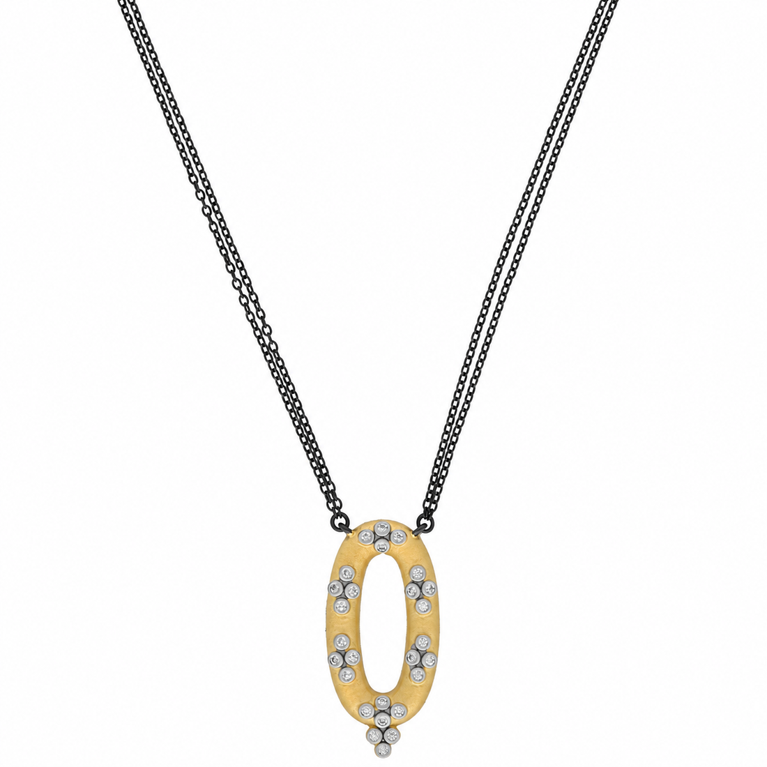 Oval Pendant Double Chain Necklace