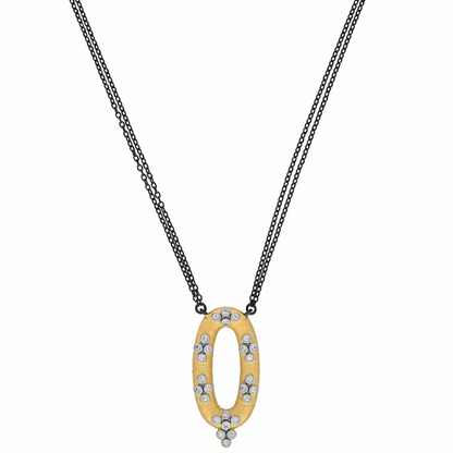Oval Pendant Double Chain Necklace