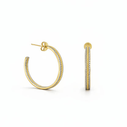 Basket Weave CZ Hoops
